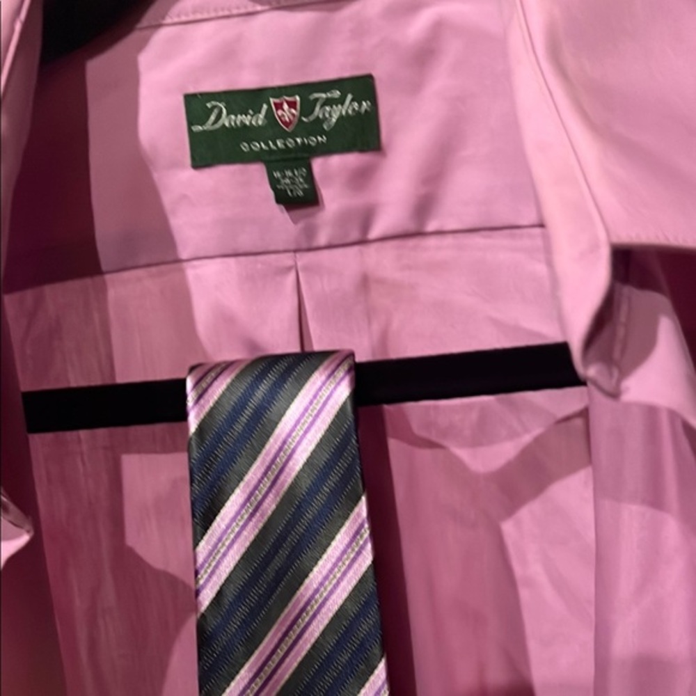 David Taylor Pink Dress Shirt Formal Collar and matching tie‎
